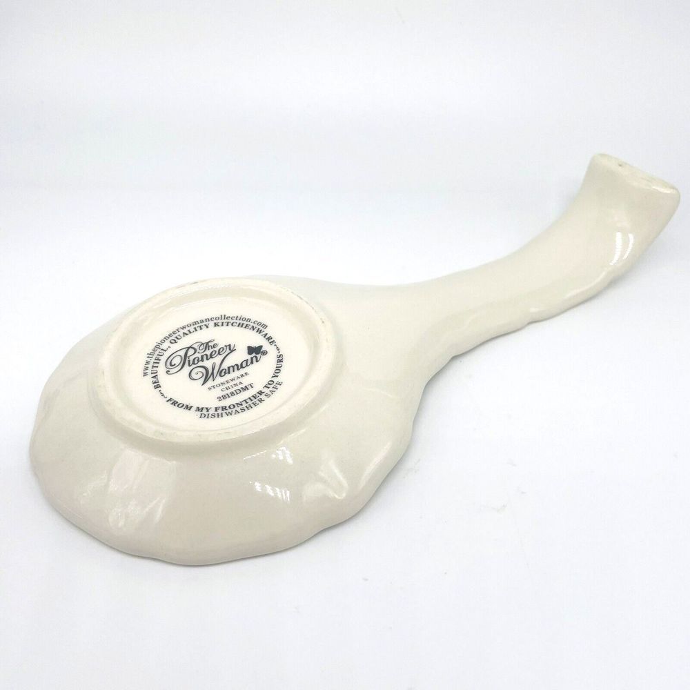 Pioneer Woman Rose Shadow Floral Stoneware Spoon Rest Kitchen Utensil - Picture 3 of 5